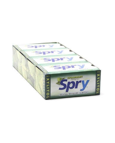 Spry Natural Spearmint Gum with Xylitol - Blister Packs Box