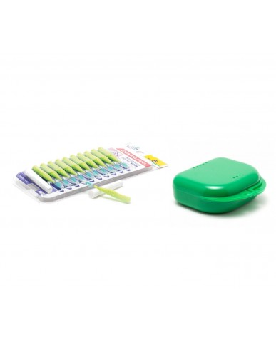 DentalPro i Shape Interdental Brush Green Size 5 & MASEL Retainer Box Green Super Tuff - Combo