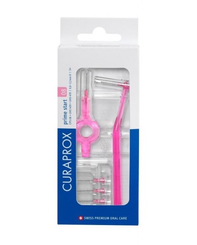 CURAPROX Interdental Brush Set Prime Start - CPS 08 | 0.8 mm / 3.2 mm | Pink