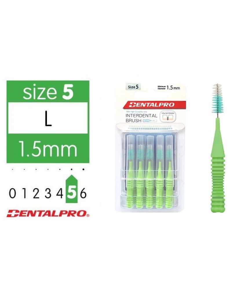 DentalPro i Shape Interdental Brush Size 5 (L) – 1.5mm Green